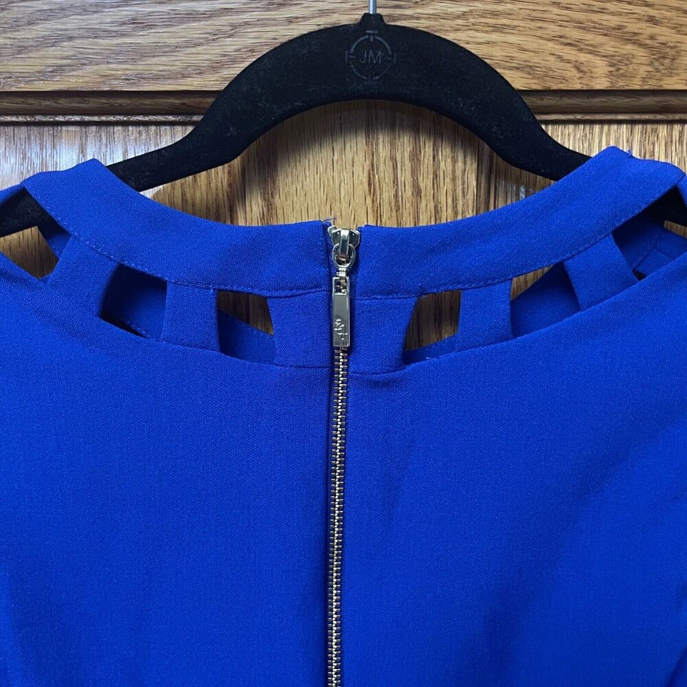 Eliza J Women's Blue Cutout Bi-stretch Flare Dress Sz 2 Zipper Formal Cocktail - Picture 6 of 10